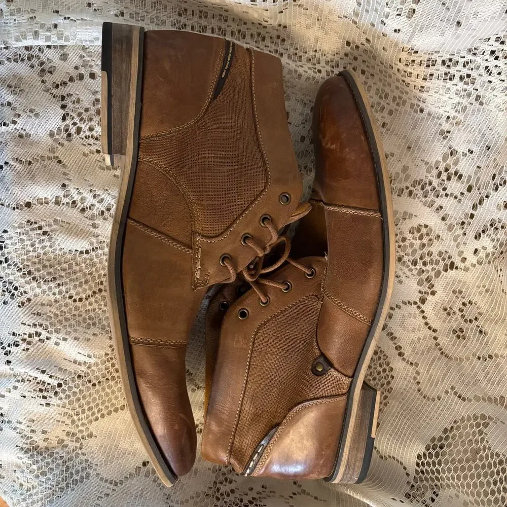 Steve Madden Men's US 14 Dark Tan Leather Chukka Ankle Boots